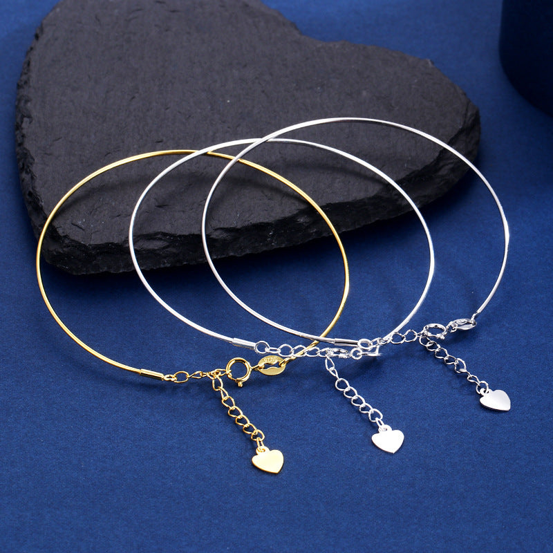 Women's Sterling Sier Universal Screw Hand Beaded Heart Right Bracelets