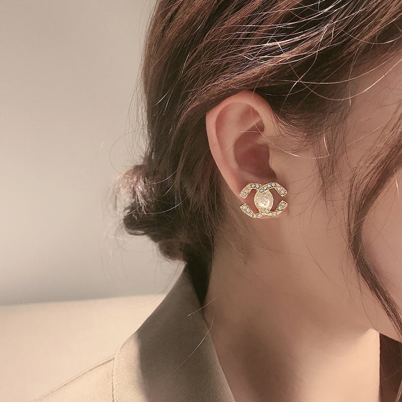 Double Light Luxury Temperament Ear Piercing Clip Sterling Sier Classic Earrings