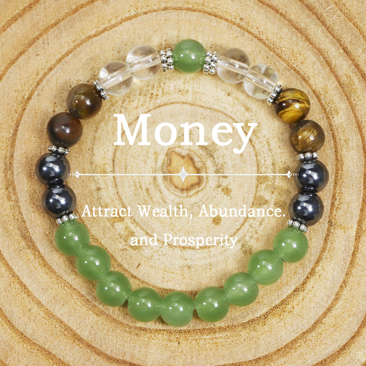 Tigereye Natural Stone Beaded Crystal Unisex Bracelet