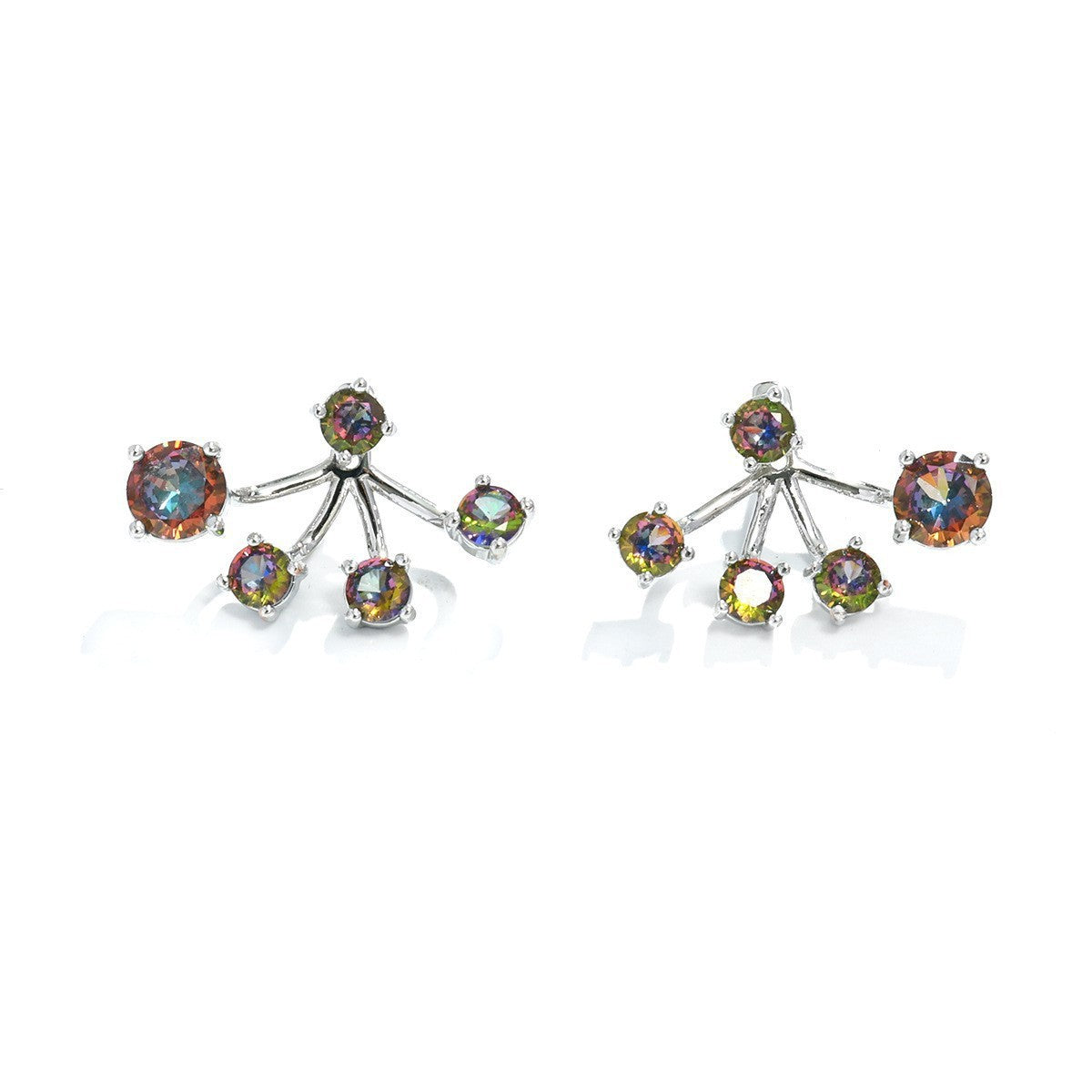 Women's Unique Design Colorful Flower Bracket Elegant Exquisite Stud Earrings