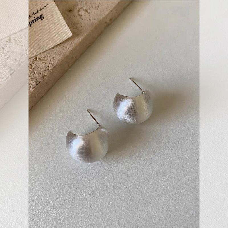 Women's High-grade Brushed Semicircle Arc Metal For Earrings