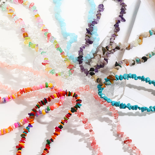 Women's Bohemian Color Gravel For Natural Stone Necklaces