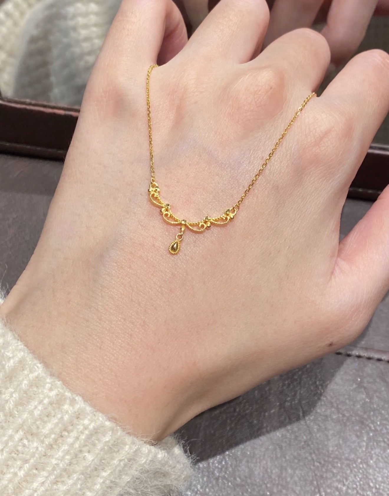 Women's Lace Water Drop Light Luxury Clavicle Chain Design Necklaces