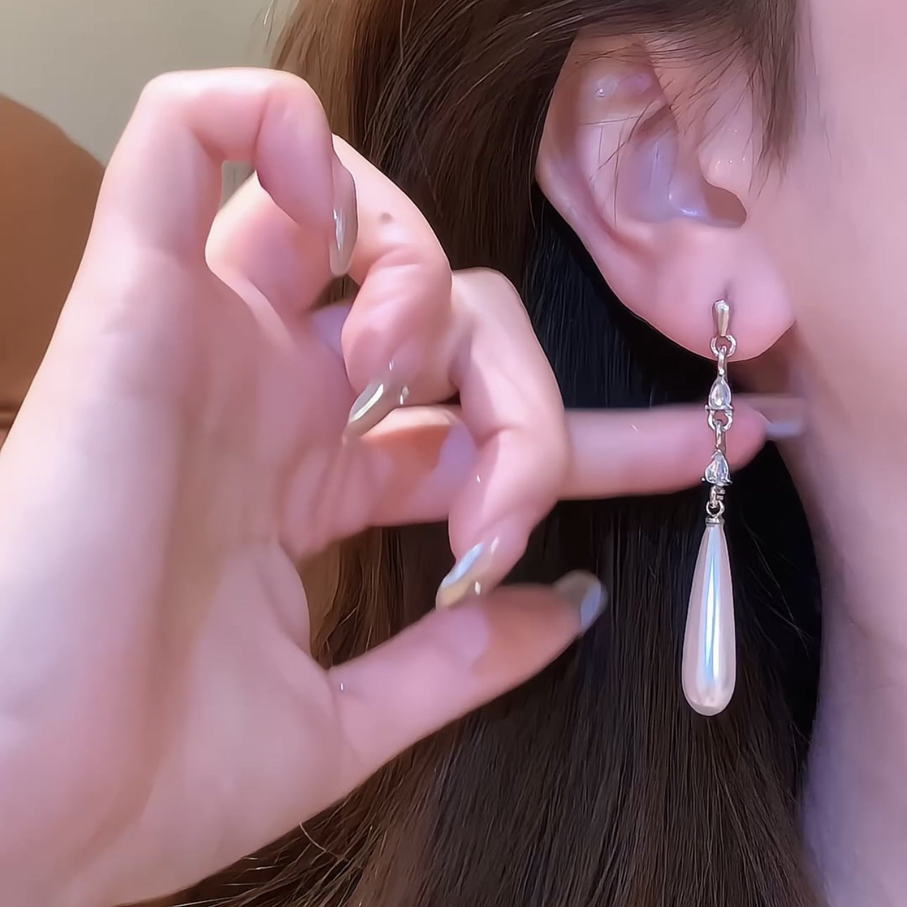 Women's Water Drop Chinese Style Long Light Earrings