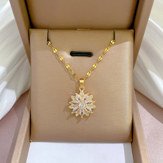 Full Diamond Real Gold Female Lucky Necklaces