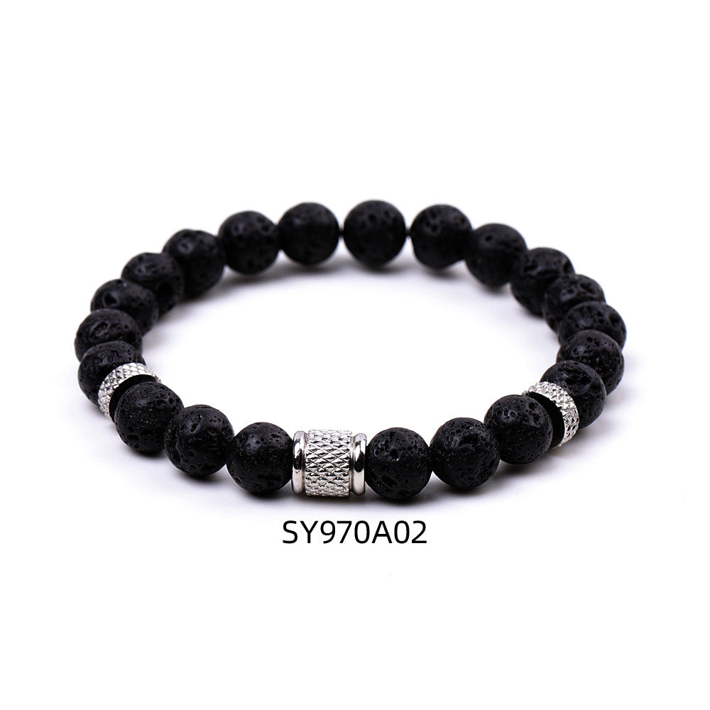 Stainless Steel Frosted Indian Agate Tigereye Striped Bracelets