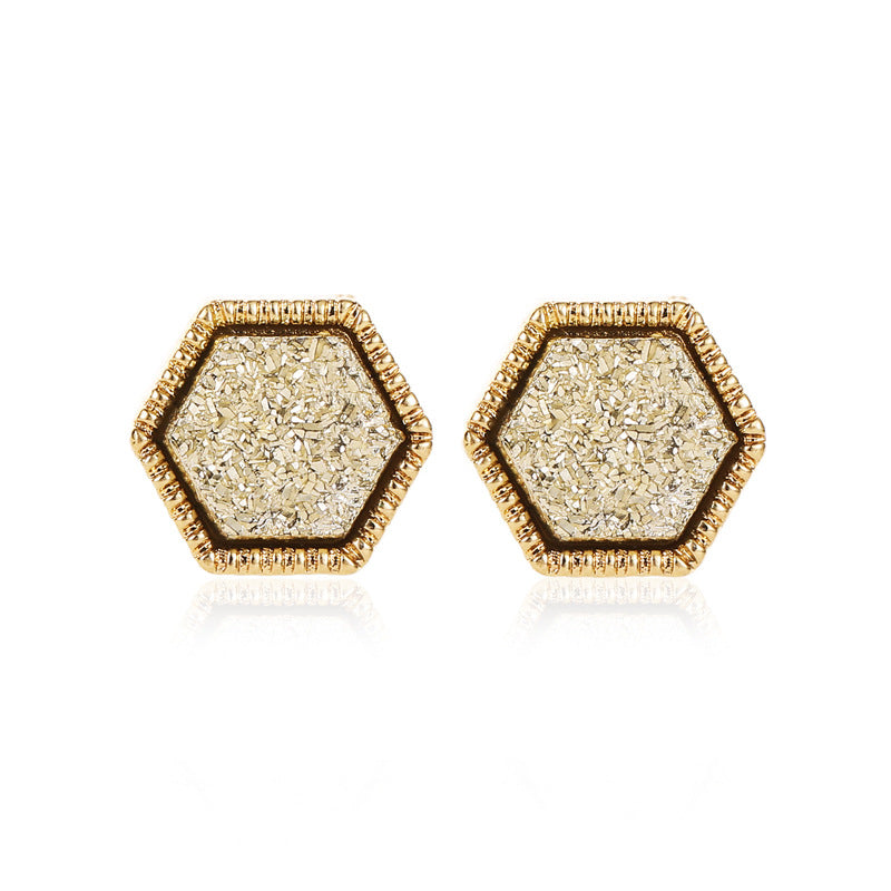 Women's Korean Starry Frosted For Fashion Hexagon Stud Earrings