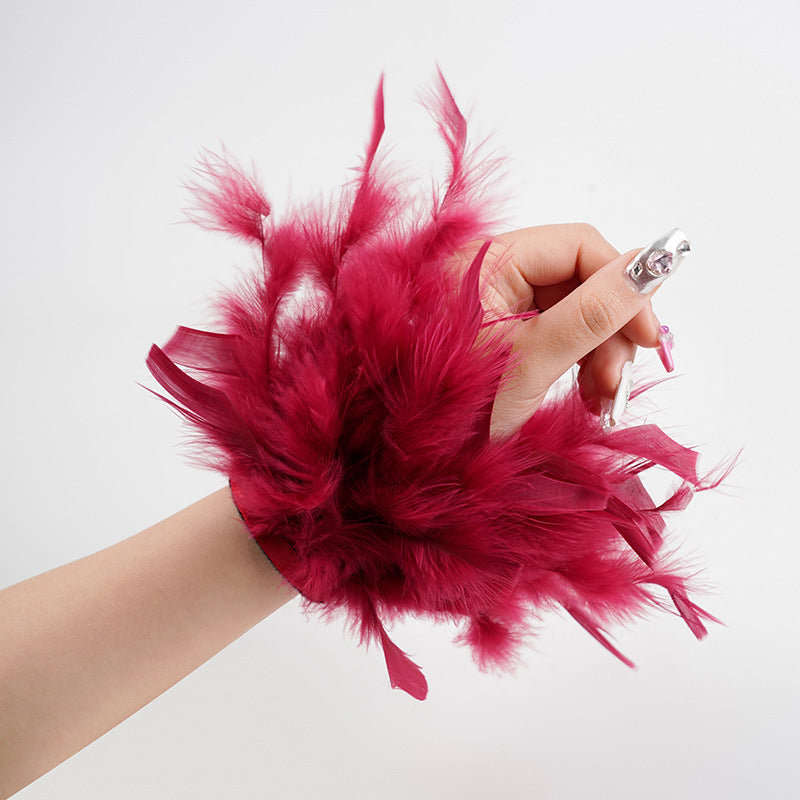 Turkey Feather Colorful Pop Hair Band Bracelet