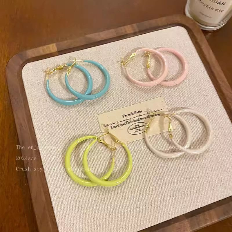 Dopamine Drip Glazed Circle Female Summer Stud Earrings