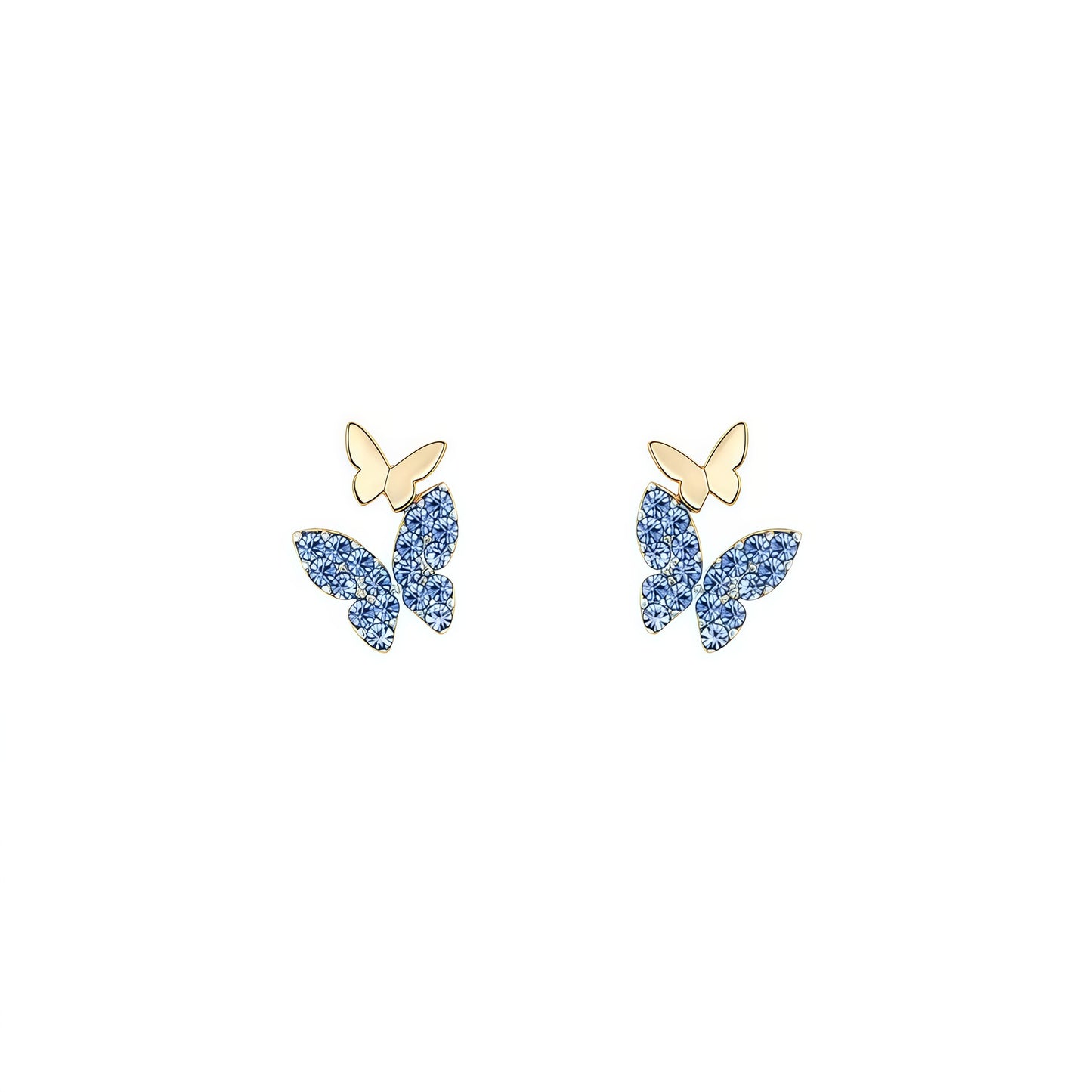 Sier Needle Blue Butterfly Female Elegant Wild Earrings