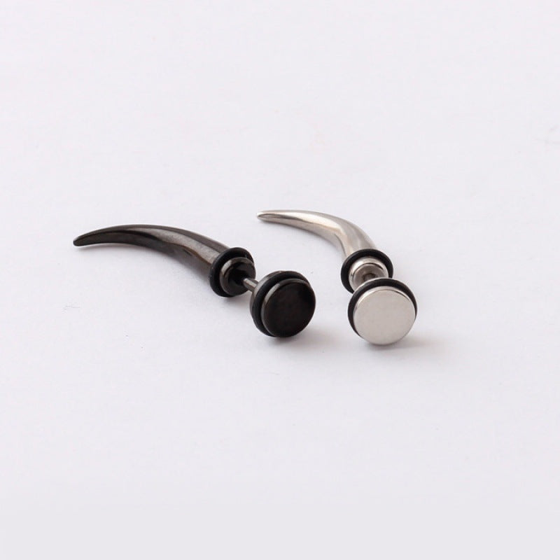 Women's & Men's Personality Creative Curved Stainless Steel Pointed Stud Earrings