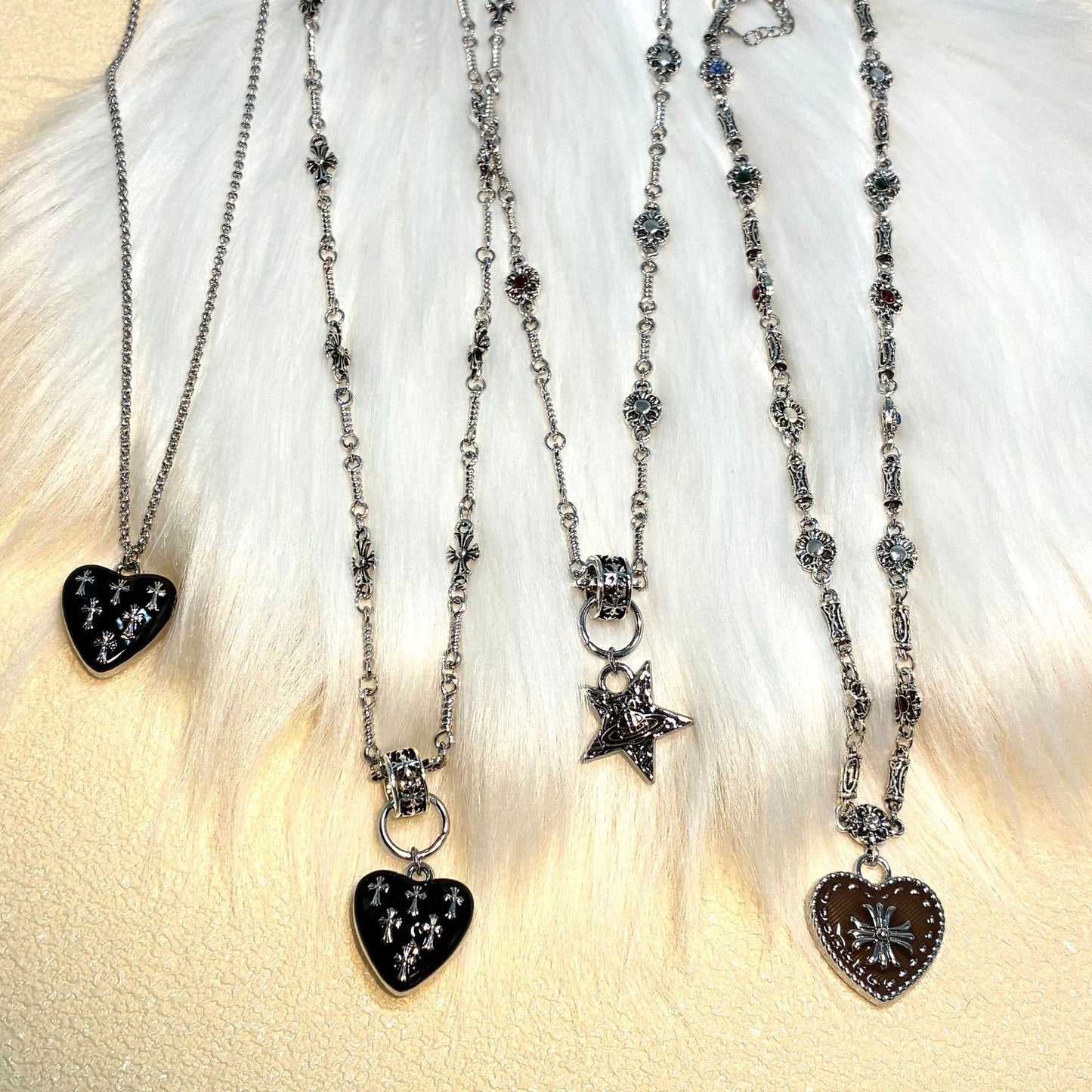 Women's Asian Style Gothic Sweet Cool Heart Necklace
