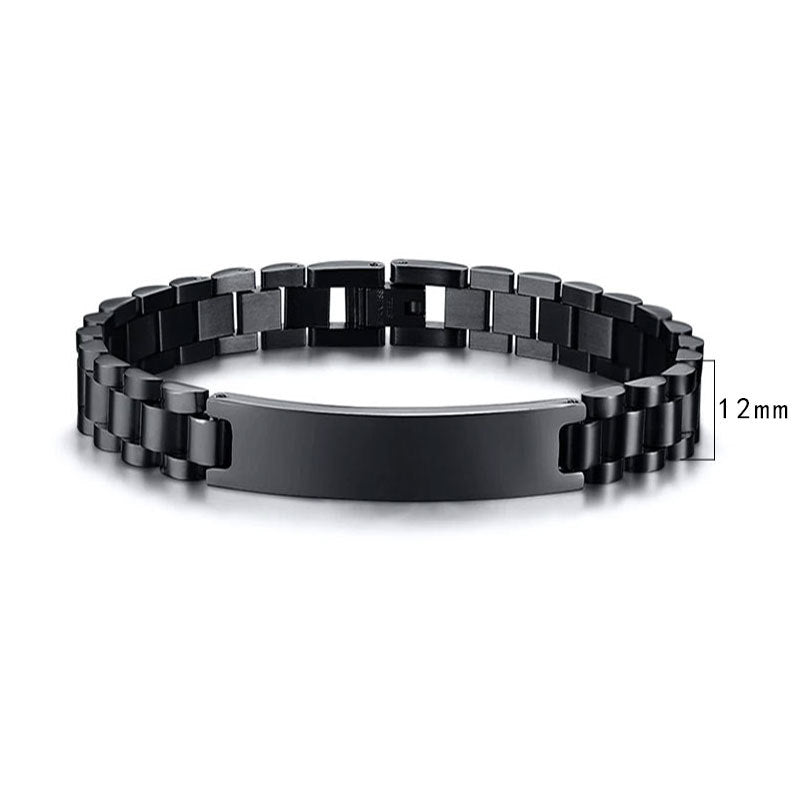 Women's & Men's Adjustable Titanium Steel Curved Can Carve Writing Stainless Gold Bracelet