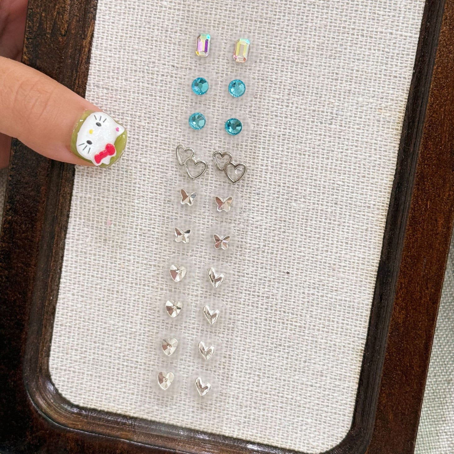 Fashion Auricular Point Sticker Crystal Ear Patch Bead Massage Stress Earrings