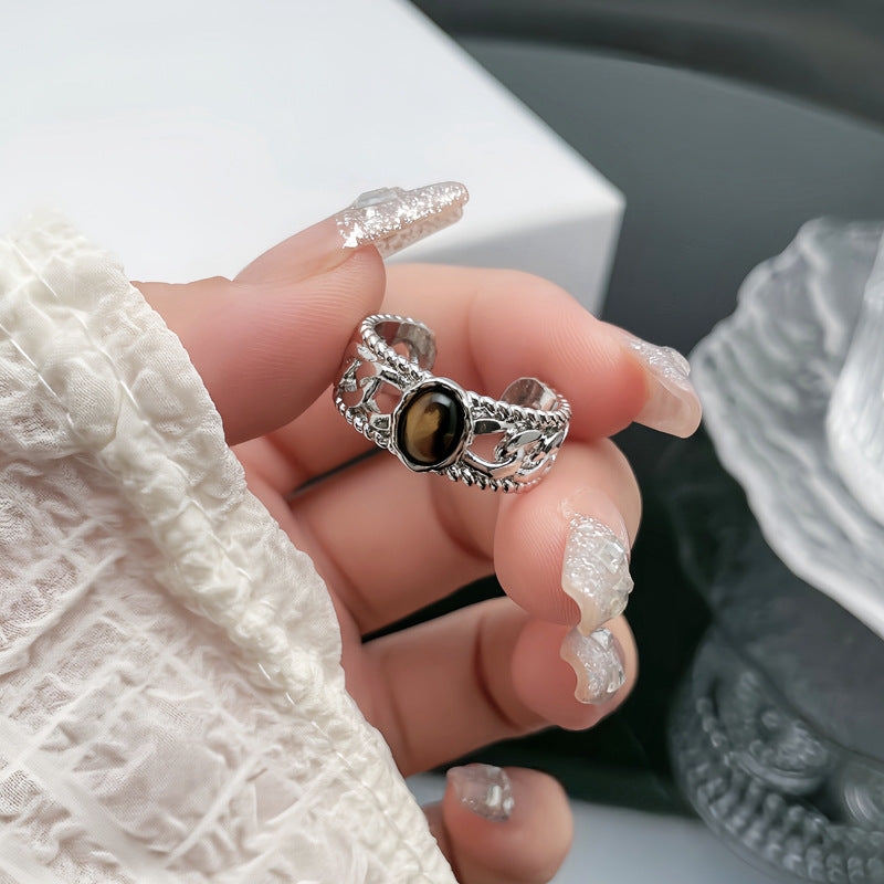 Women's Korean Tigereye Open Adjustable Design Retro Rings