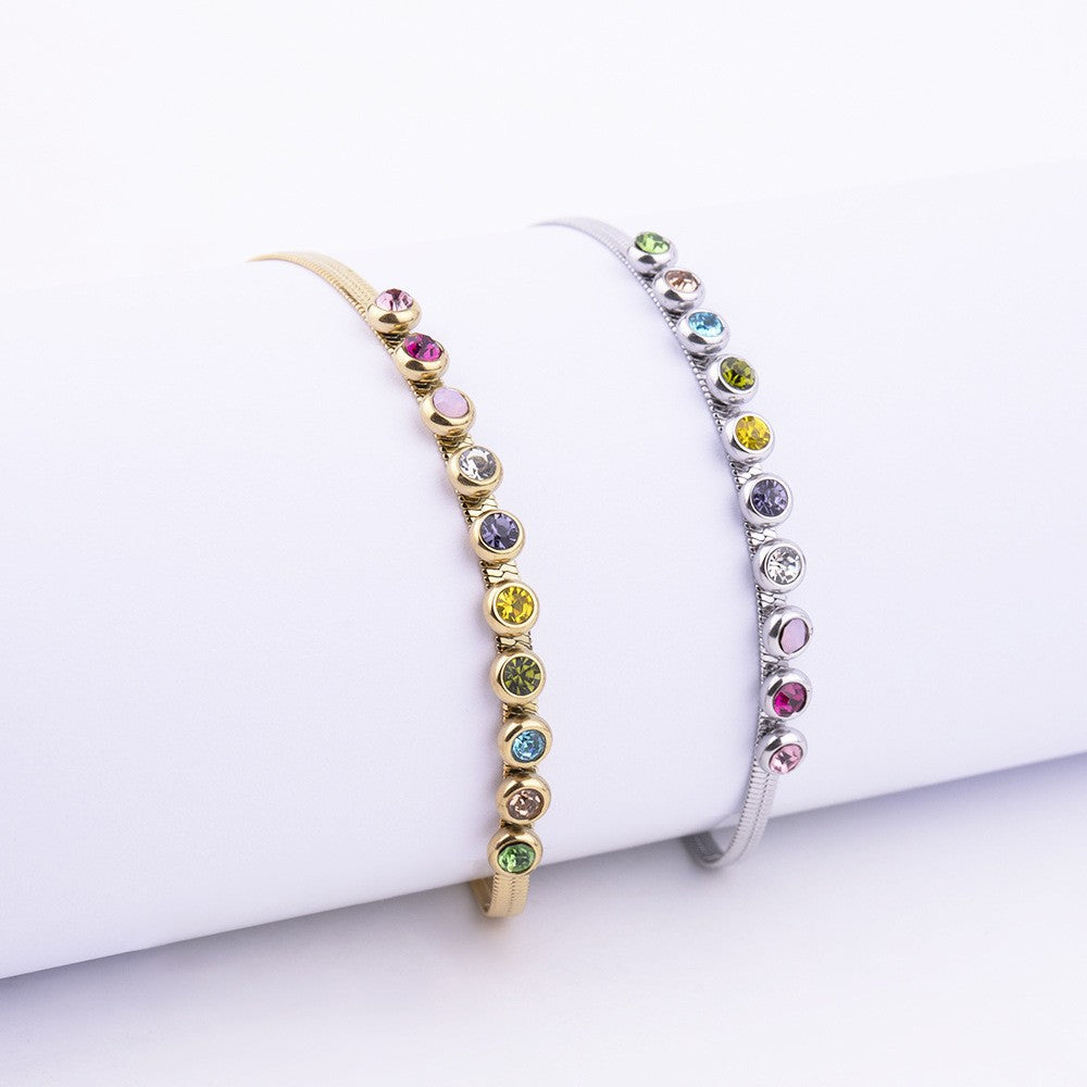 Stainless Steel Blade Chain Color Diamond High-grade Beaded Style Environmental Bracelets