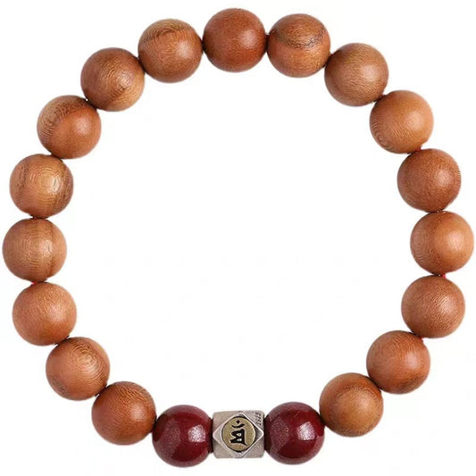 Women's & Men's Peach Wood Zodiac Tibetan Sier Old Bracelets