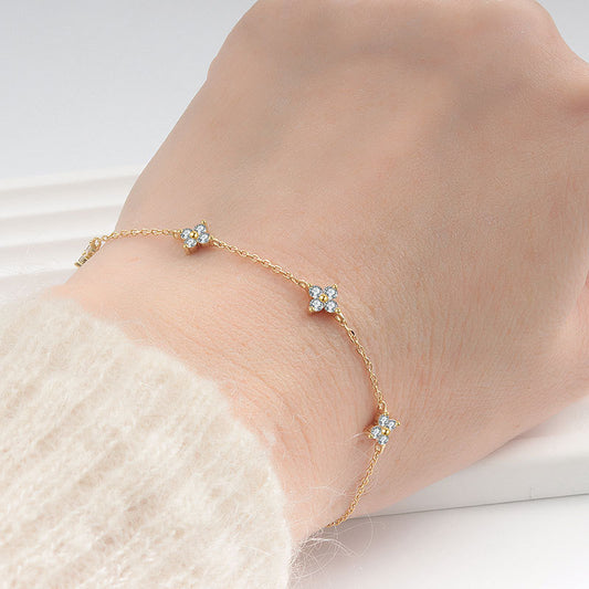 Sterling Sier Plated Gold Starry Clover Necklaces