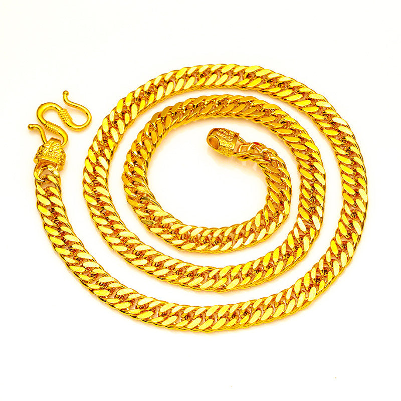 Men's Flat Chain Alluvial Gold Plated Boss Necklaces