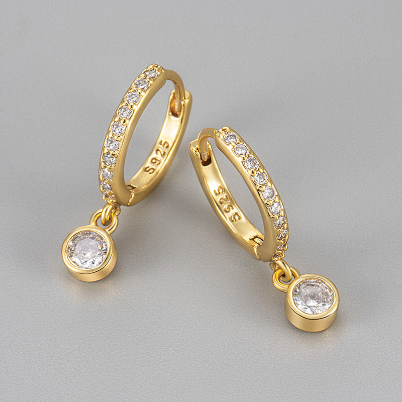 Pattern Round Zircon Simple Elegant Trendy Ear Buckle