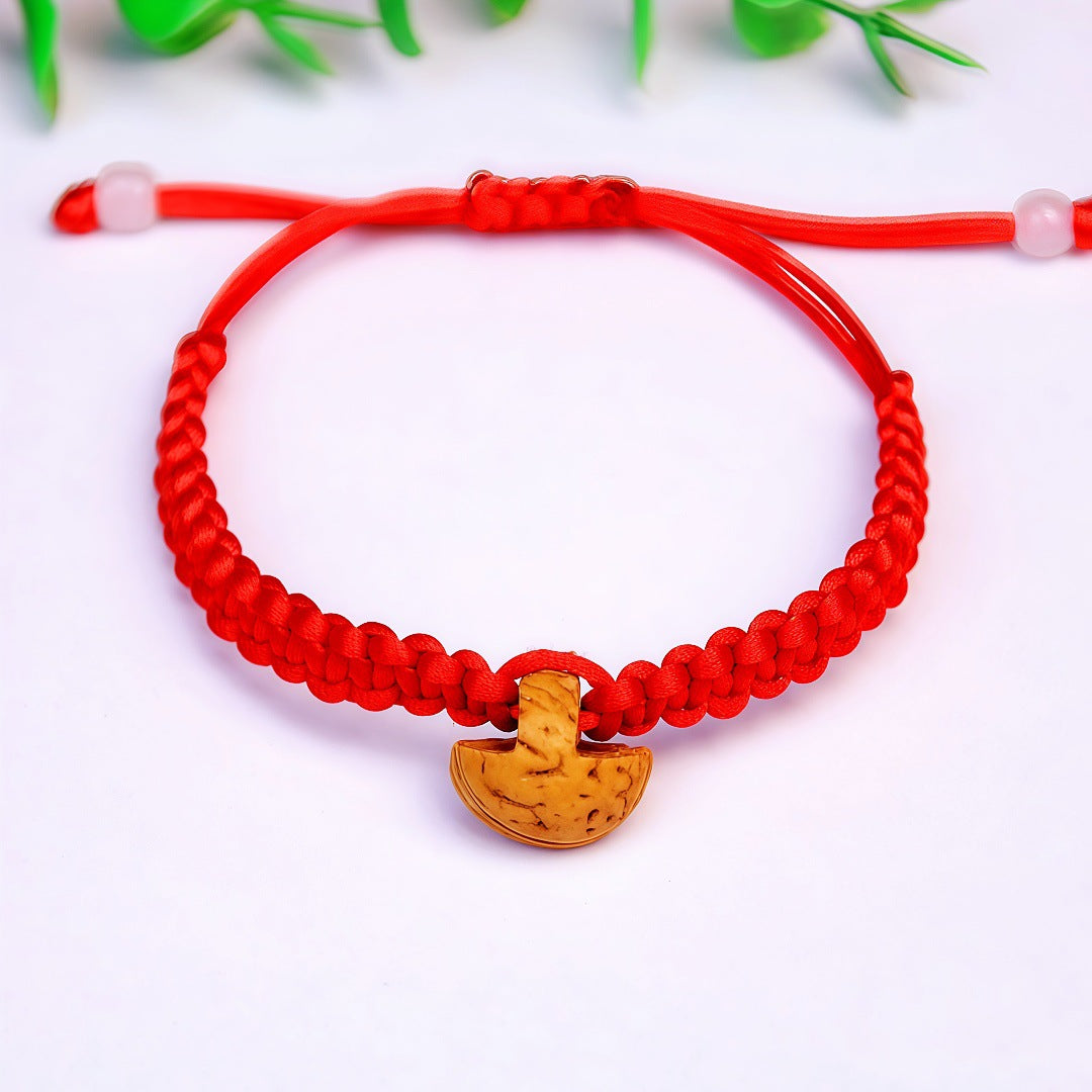 Women's & Men's Moon Peach Pit Woven Hand Strap Small Fish Red Rope Bracelet
