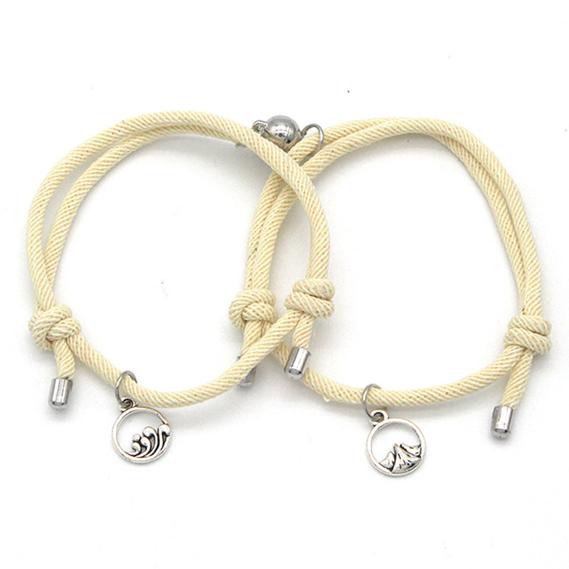 Alloy Sun Moon Oath Couple Magnet Bracelet