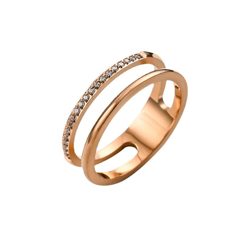 Titanium Steel Rose Gold Color Female Rings