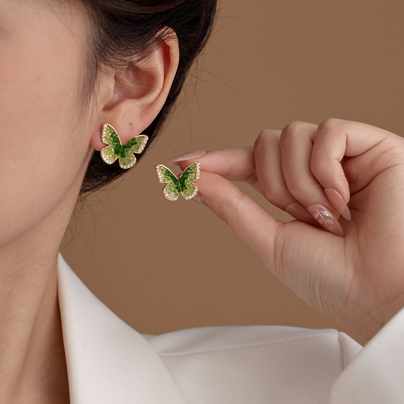 Women's Butterfly Light Luxury Minority Simple Design Good-looking Stud Earrings