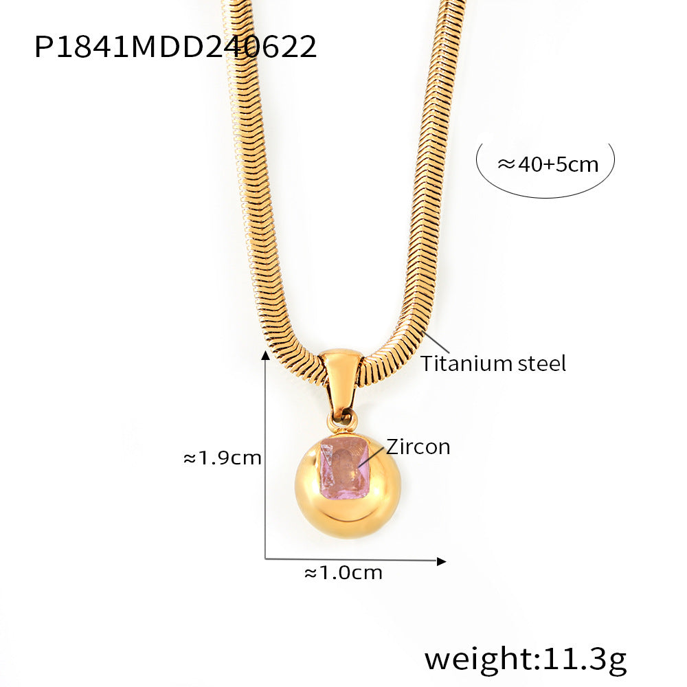 Zircon Titanium Steel Gold Plated Geometric Necklace