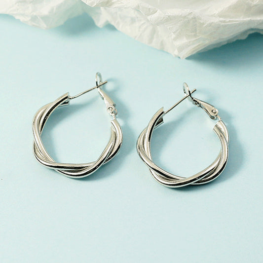 Twisted Twist Circle Female Temperament Personality Earrings