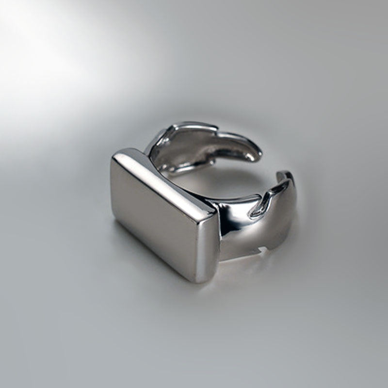 Fashion Geometry Pattern Square Round Smooth Opening Male Rings