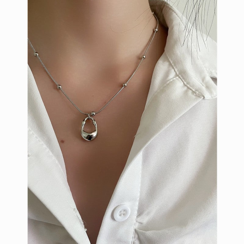 Geometric Drop-shaped Titanium Steel Light Luxury Minority Simple Abstraction Temperament Necklace