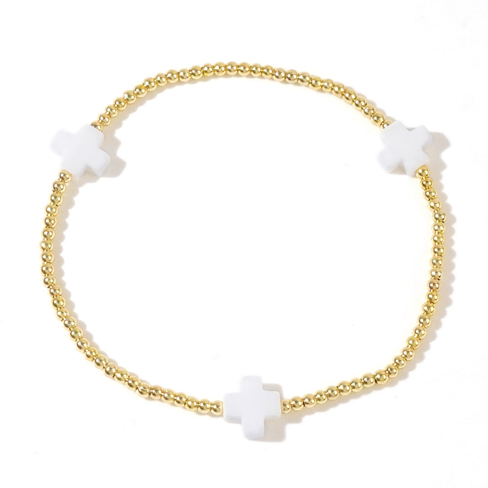 Fashion Cross Metal Copper Bead Beaded Bracelets