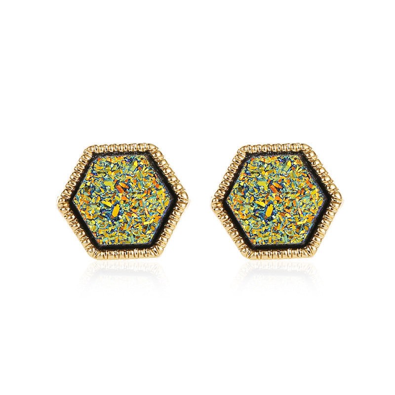 Women's Korean Starry Frosted For Fashion Hexagon Stud Earrings