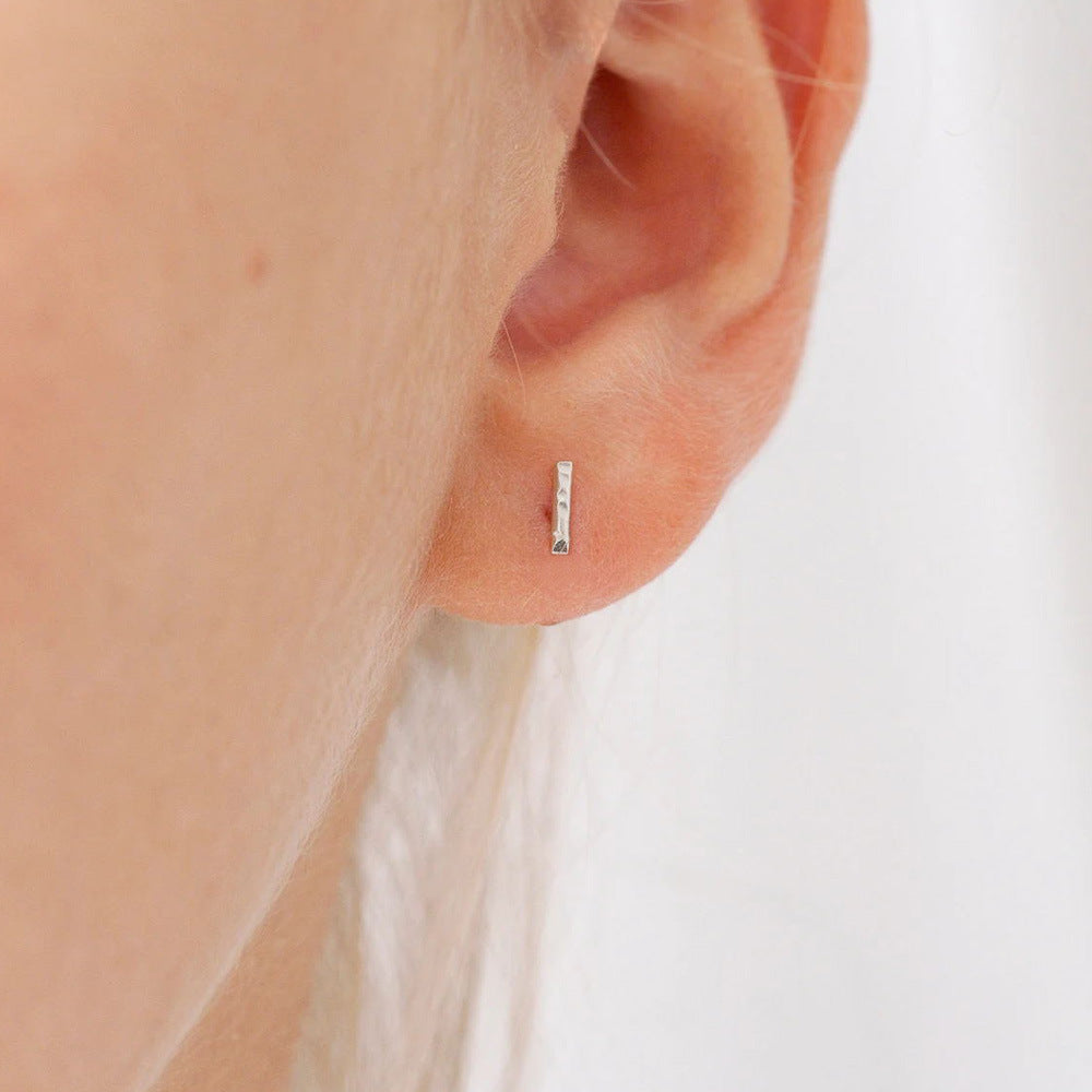 Stainless Steel Simple Punk Geometric Titanium Horizontal Stud Earrings