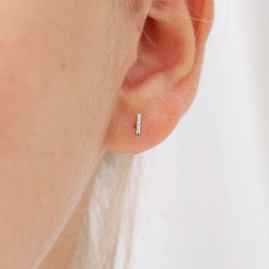 Stainless Steel Simple Punk Geometric Titanium Horizontal Stud Earrings