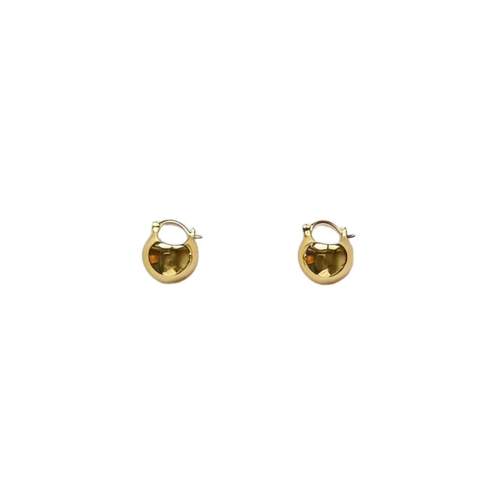 Women's French Simplicity Advanced Classic Design Gold Sier Spherical Earrings