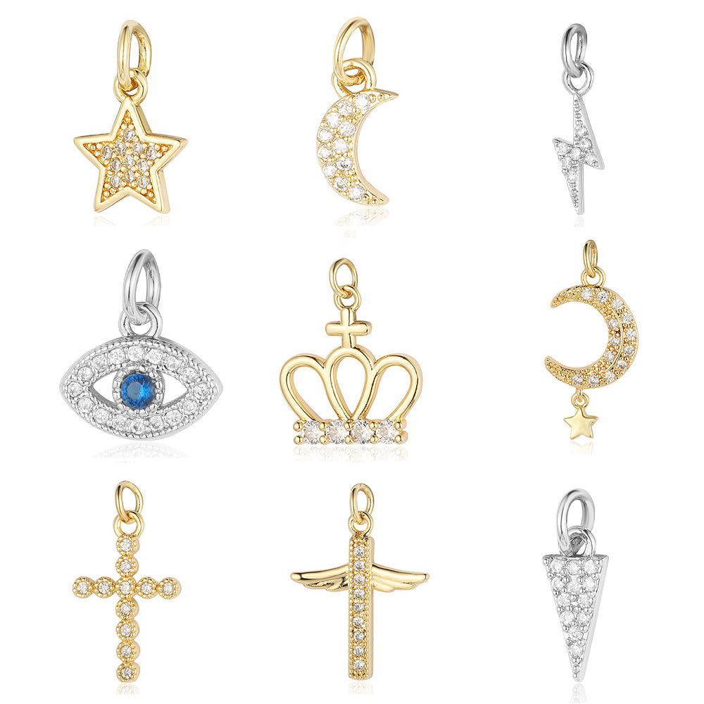 Star Moon Copper Zircon Ornament Accessories Lightning Eye Pendants