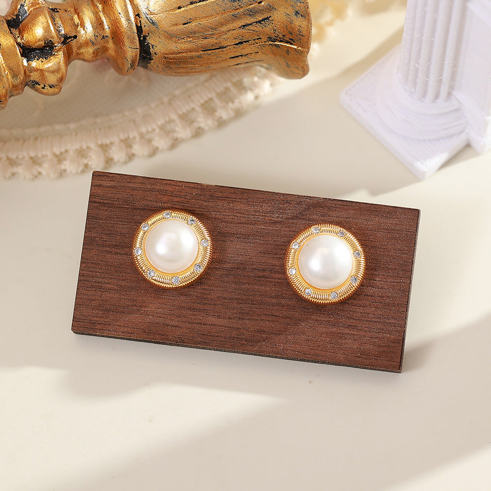 Freshwater Pearl Ear Fashionable Elegant High-grade Earrings