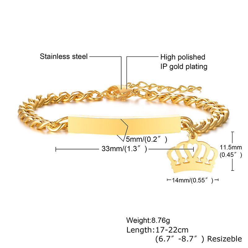 Women's & Children's Steel Curved Brace Lace Twist Chain Gold Bracelets