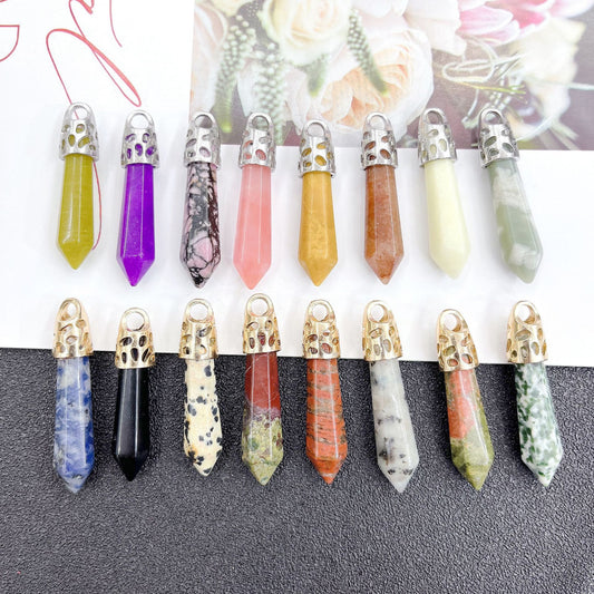 Crystal Agate Hexagon Prism Bullet Accessories Pendants