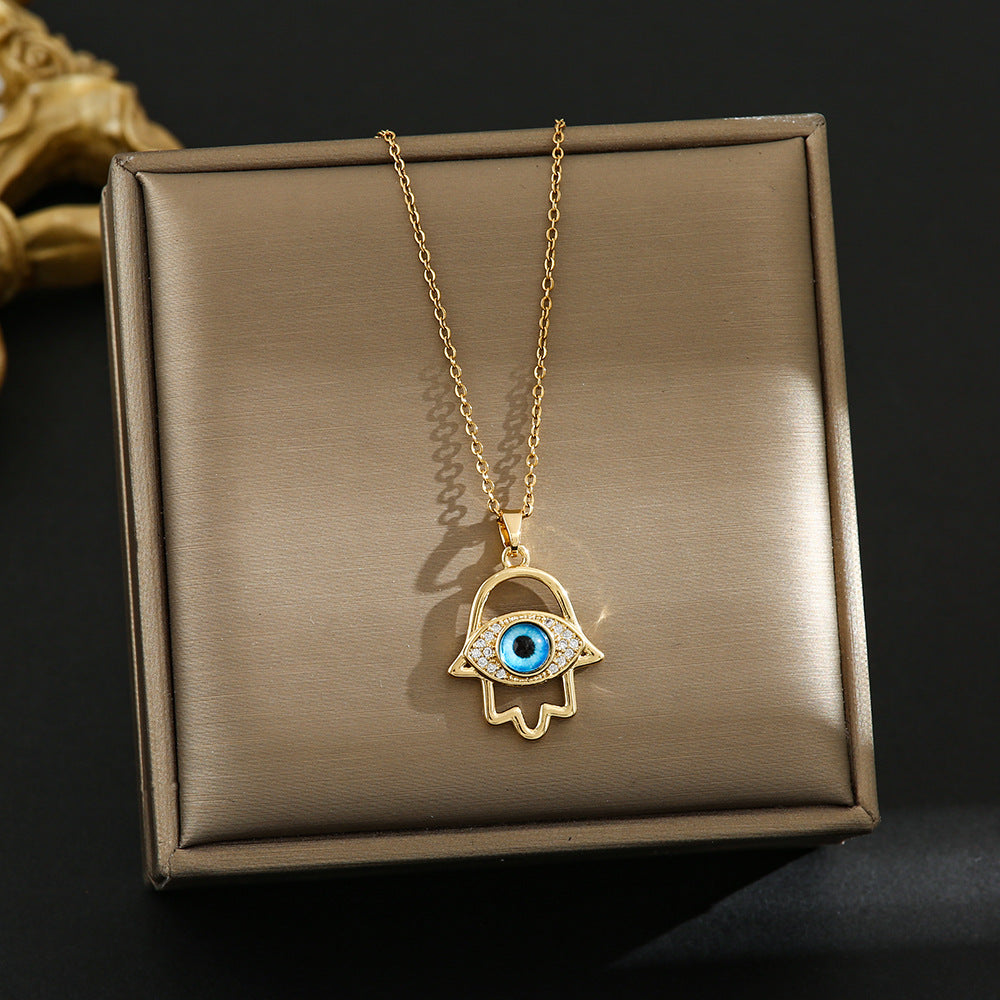 Titanium Steel Female Devil's Eye Fashion Design Sense Niche Temperament Necklace