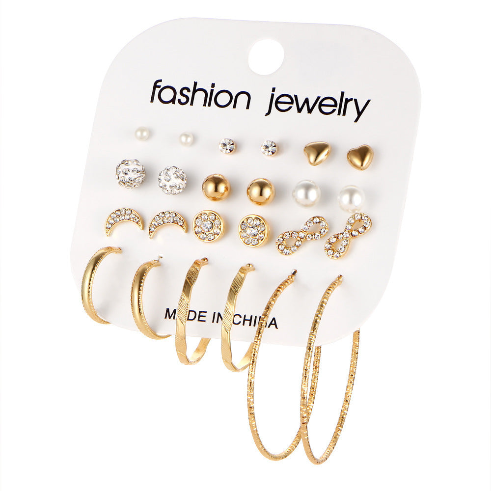 Ear Square Geometric Vintage Pearl Hepburn Style Earrings