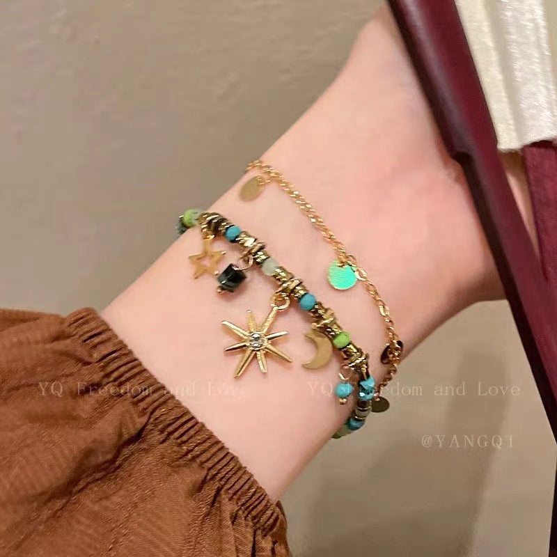 Vintage Beaded Twin Bohemian Sunflower Light Bracelet