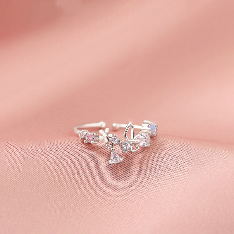 Of Butterfly Flower Female Korean Style Ring