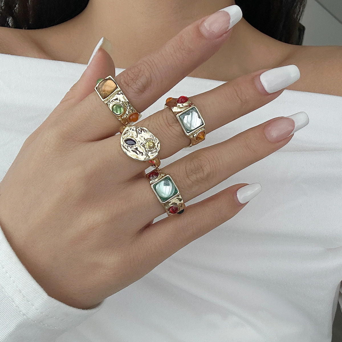 Sweet Cool Lava Geometric Diamond Suit Personality Rings