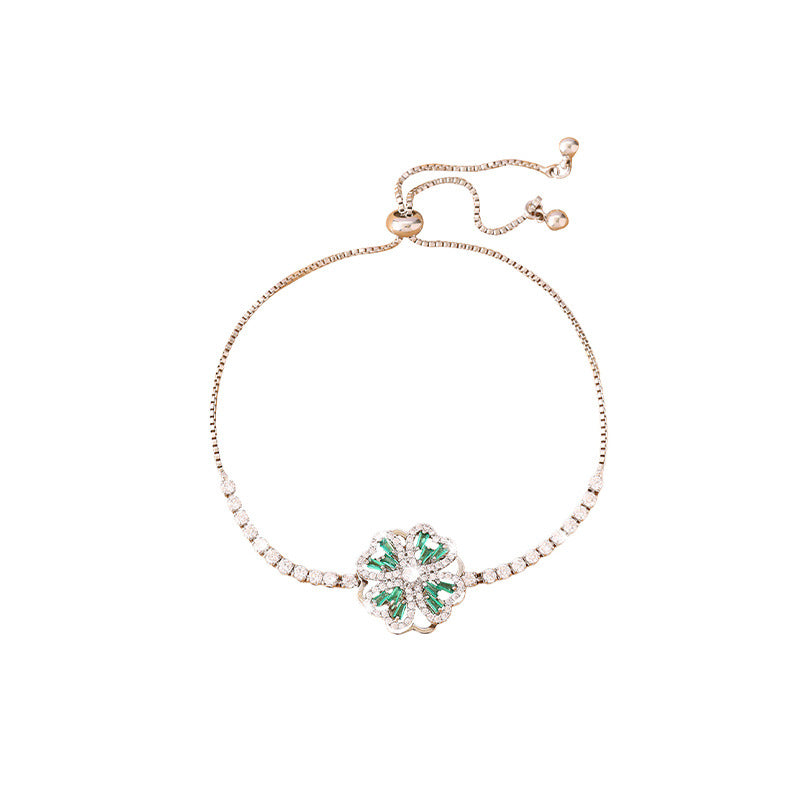 Zircon Four-leaf Clover Pull Trendy Style Affordable Luxury Fashion Bracelet