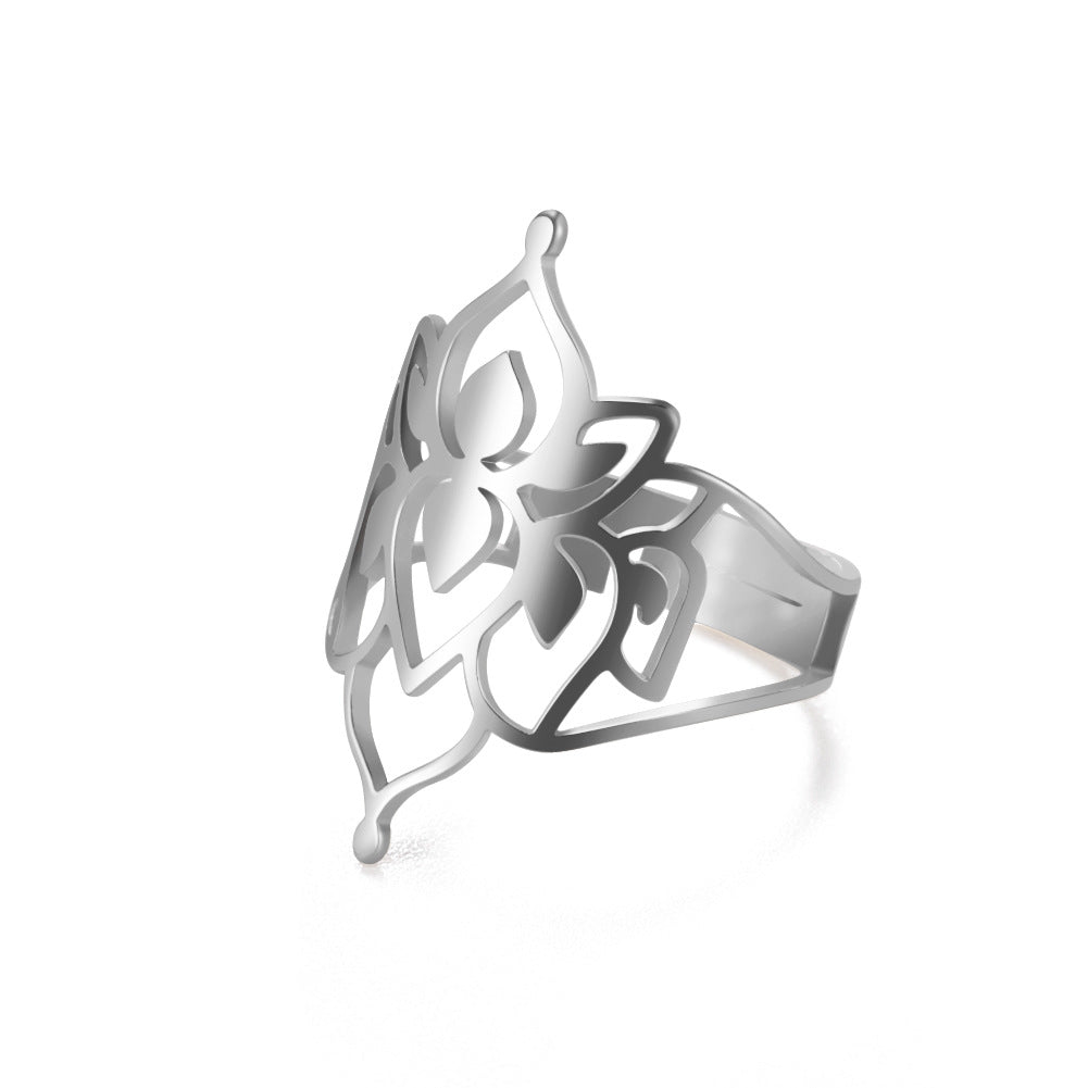 Women's Adjustable Stainless Steel Sacred Geometric For Charm Rings