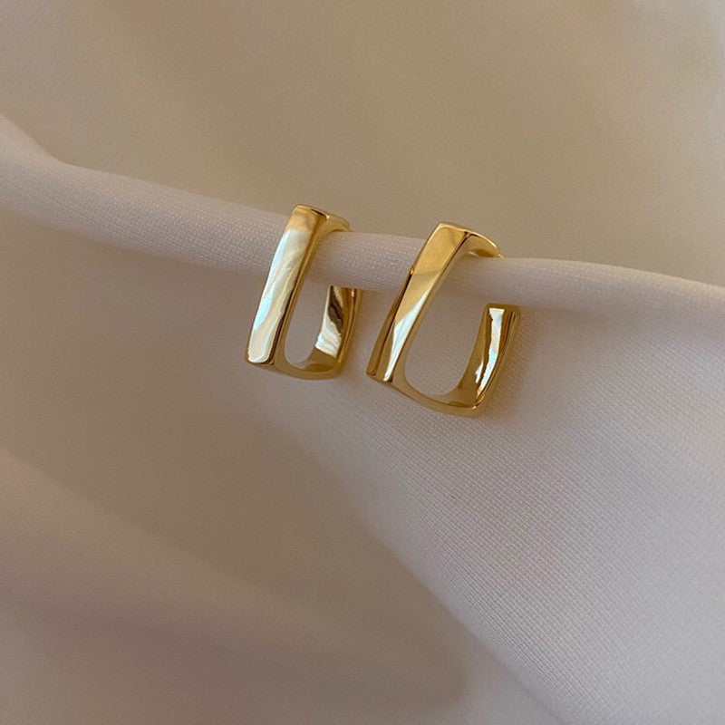 Korean Style Geometric Square Glossy Fashion Trend Stud Earrings