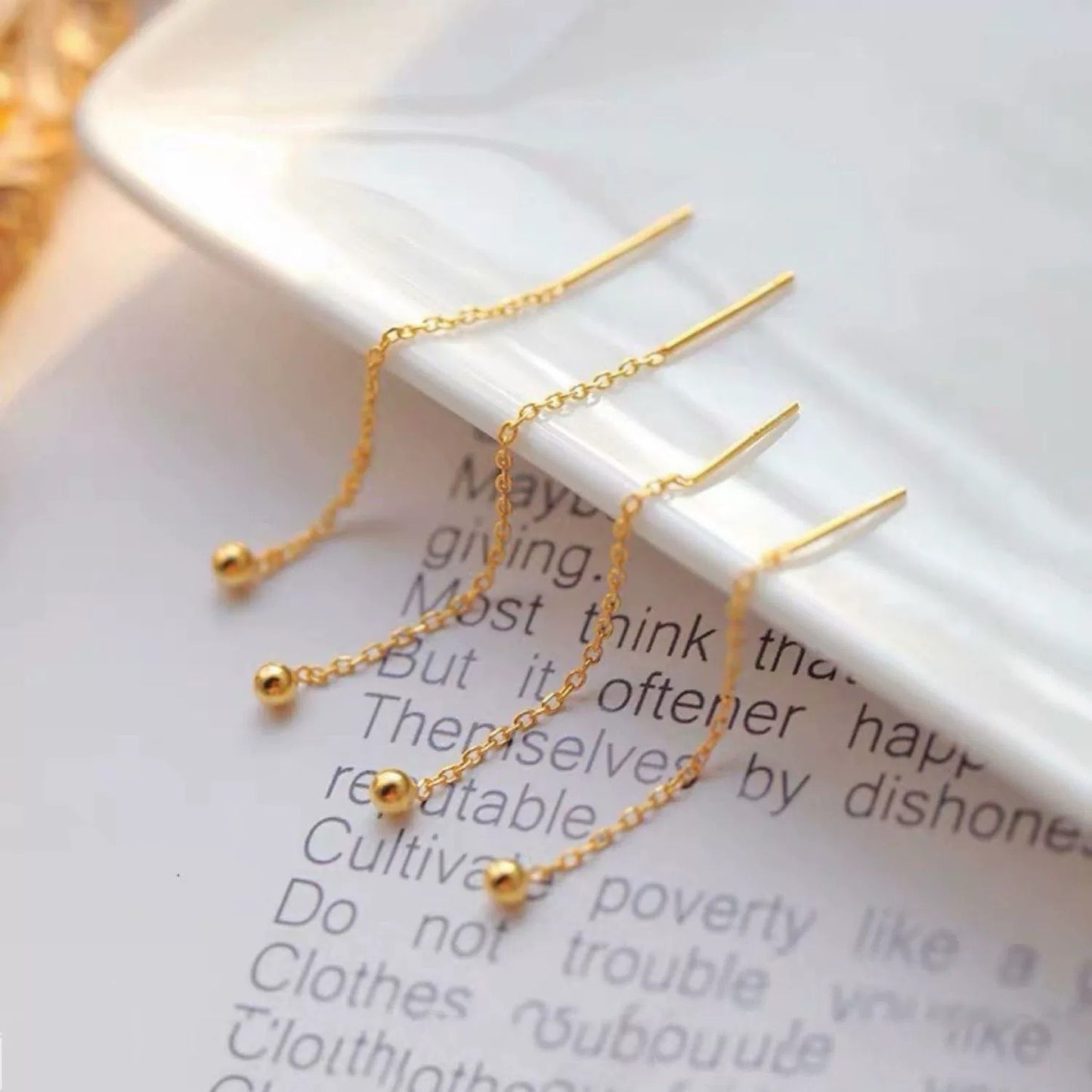 Lin Titanium Steel No Fading Tassel Small Earrings
